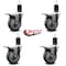 Service Caster 4'' Gray Poly Swivel 1-5/8'' Expanding Stem Caster Set Total Lock Brake, 4PK SCC-EXTTL20S414-PPUB-158-4 - alternate 4